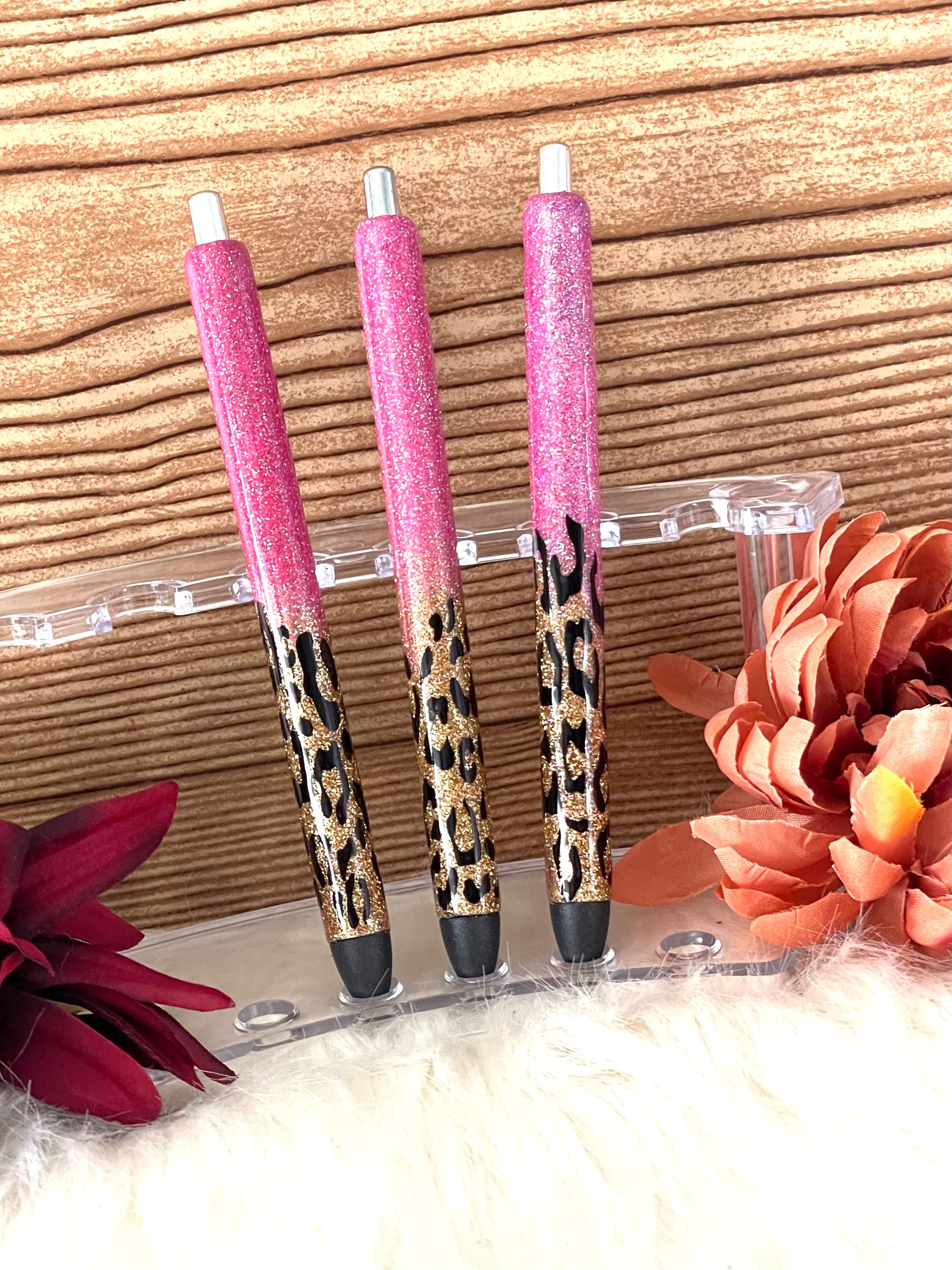 Custom Glitter Leopard Tumbler & Pen Set